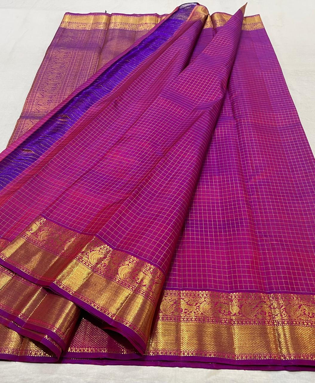 MEGANTA PINK  BORDER COLOUR COMBITION PURE KANCHI SILK SAREE