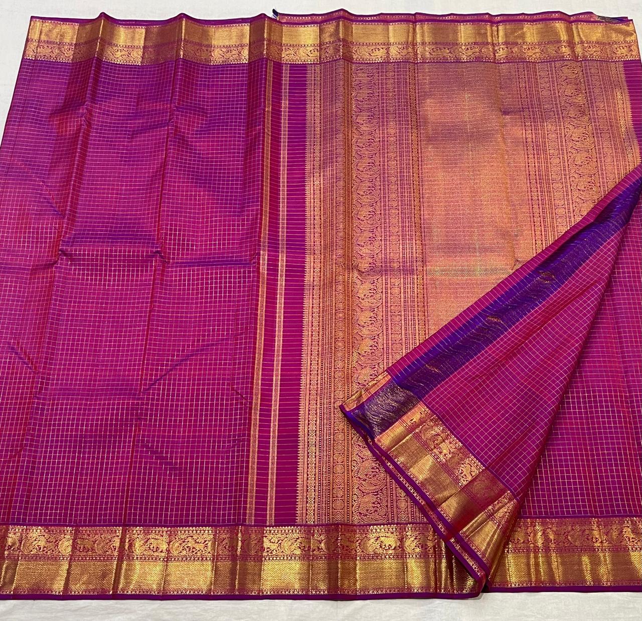 MEGANTA PINK  BORDER COLOUR COMBITION PURE KANCHI SILK SAREE