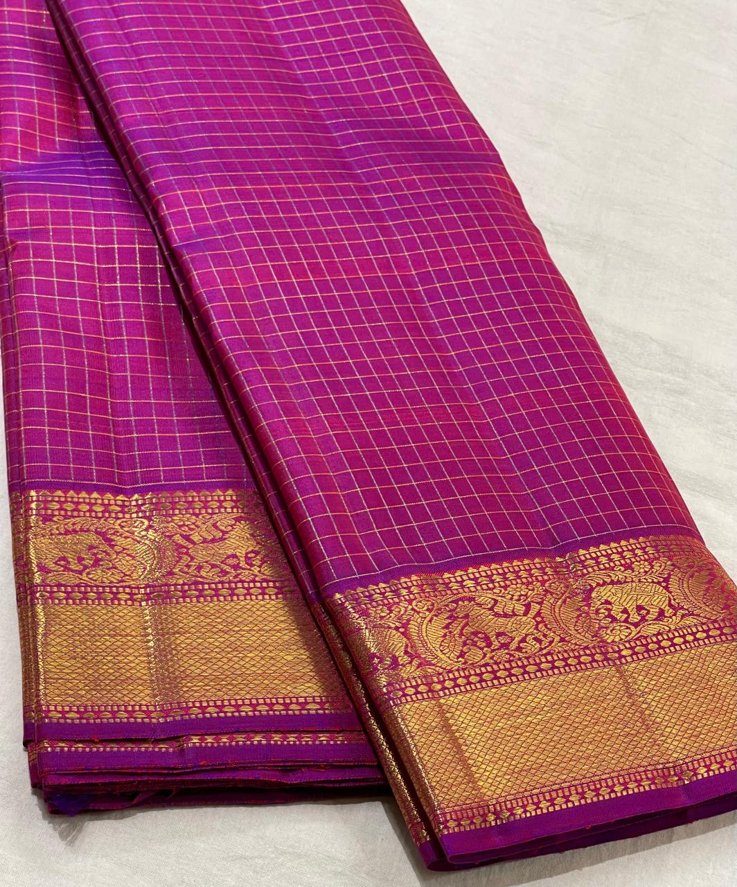 MEGANTA PINK  BORDER COLOUR COMBITION PURE KANCHI SILK SAREE