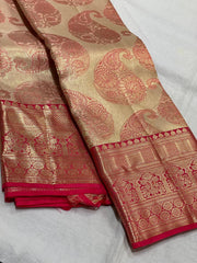 RED/GOLD  BORDER COLOUR COMBITION PURE KANCHI SILK SAREE