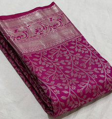 PINK/BOTTLE GREEN  BORDER COLOUR COMBITION PURE KANCHI SILK SAREE