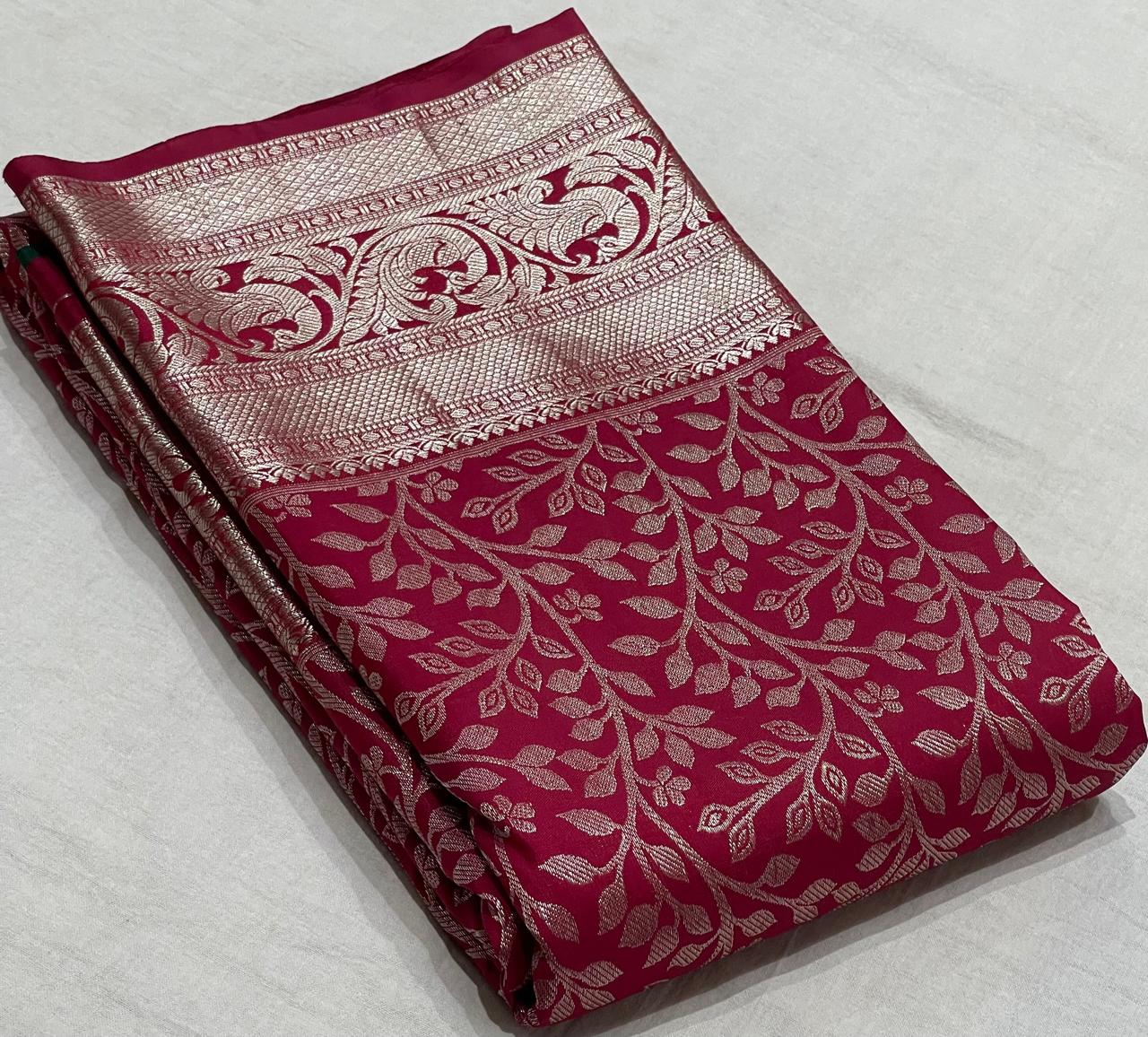 MAGENTA PINK/BOTTLE GREEN  BORDER COLOUR COMBITION PURE KANCHI SILK SAREE