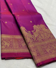 MAGENTA PINK  BORDER COLOUR COMBITION PURE KANCHI SILK SAREE