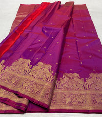 MAGENTA PINK  BORDER COLOUR COMBITION PURE KANCHI SILK SAREE