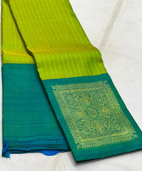 MEHANDI GREEN/TORQUISE BLUE COLOUR COMBITION PURE KANCHI SILK SAREE