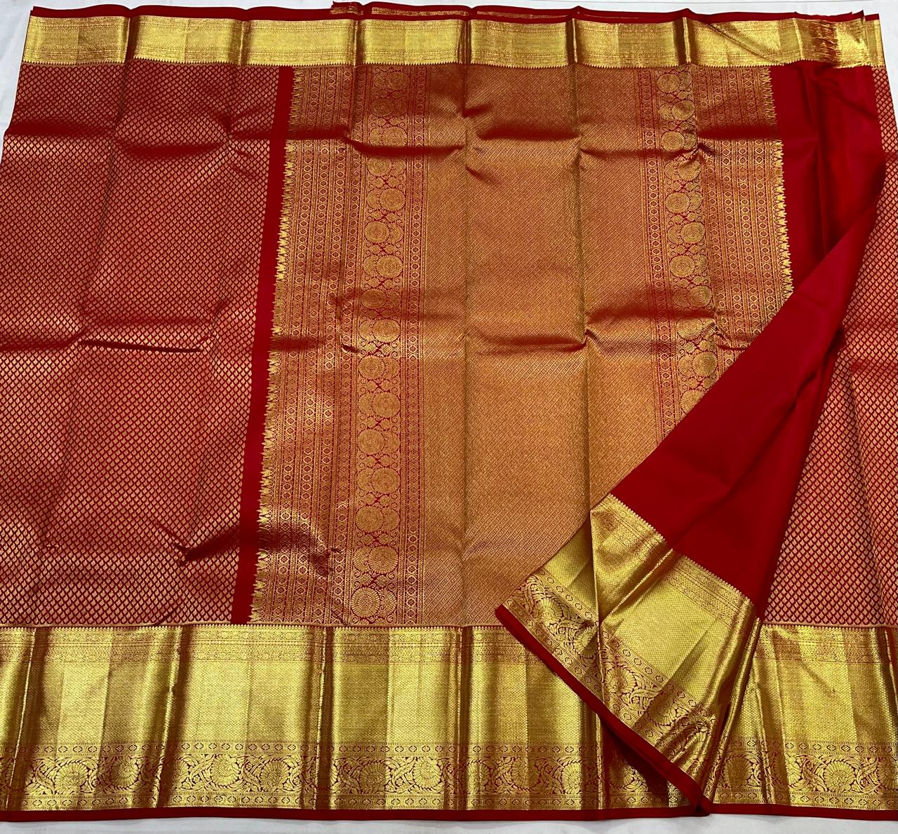 REDDISH MAROON  BORDER COLOUR COMBITION PURE KANCHI SILK SAREE