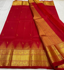 RED/GOLD  BORDER COLOUR COMBITION PURE KANCHI SILK SAREE