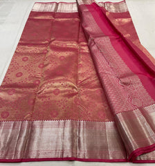 MAGENTA PINK  BORDER COLOUR COMBITION PURE KANCHI SILK SAREE