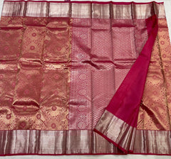 MAGENTA PINK  BORDER COLOUR COMBITION PURE KANCHI SILK SAREE