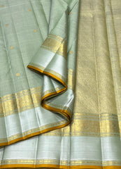 SEA GREEN COLOUR COMBITION PURE KANCHI SILK SAREE