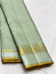 SEA GREEN COLOUR COMBITION PURE KANCHI SILK SAREE