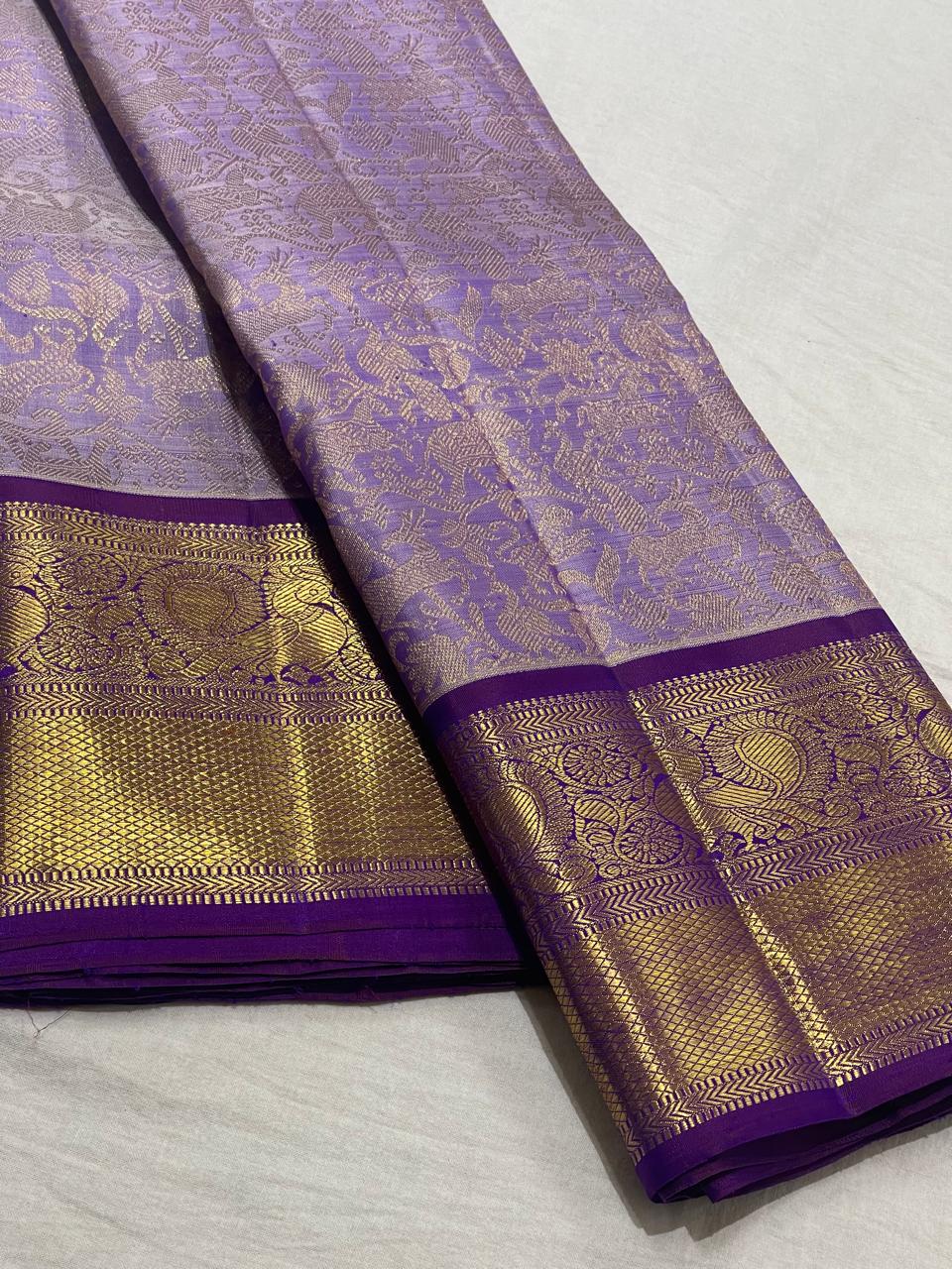 LAVENDER /VOILET  COLOUR COMBITION PURE KANCHI SILK SAREE