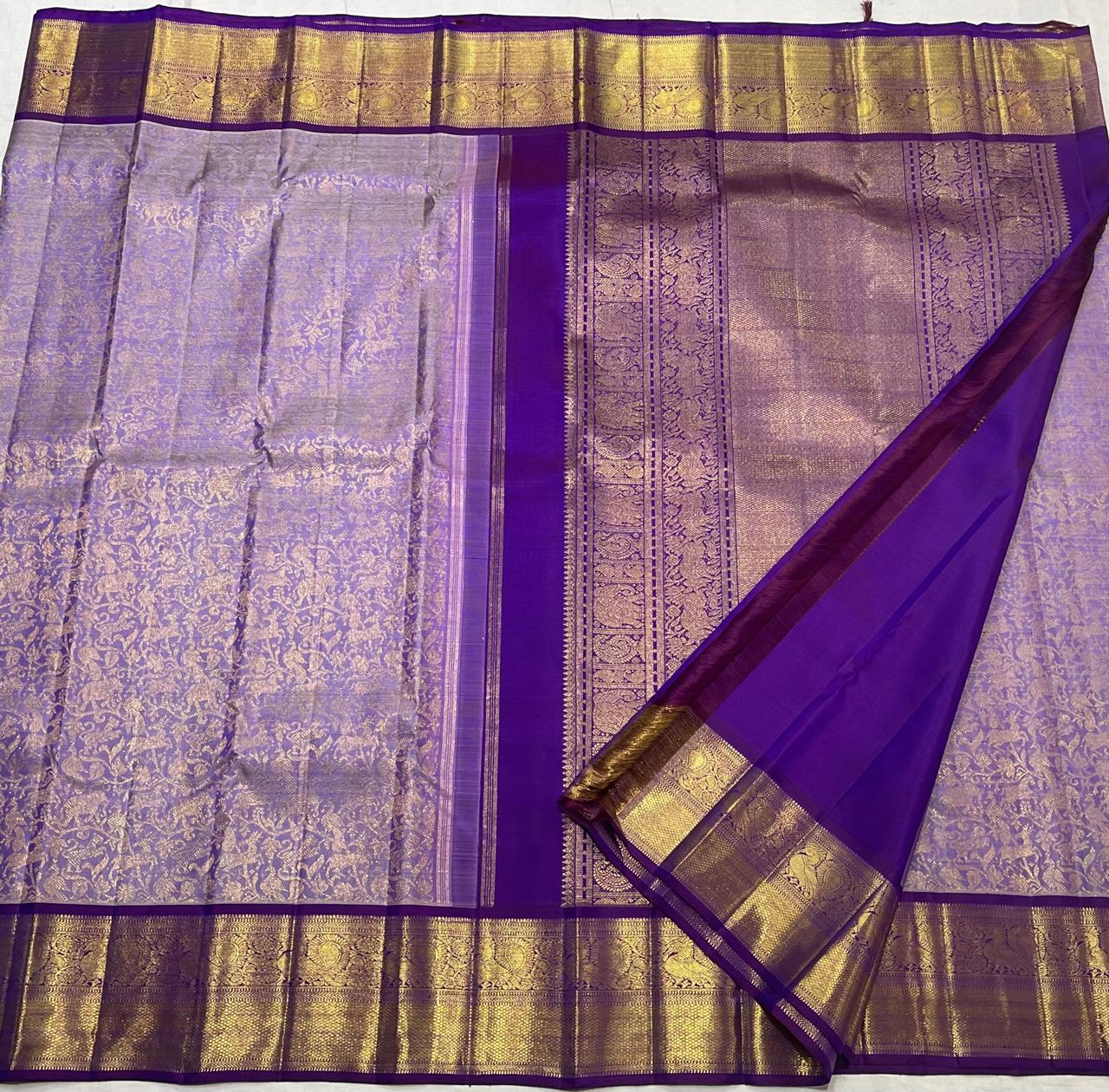 LAVENDER /VOILET  COLOUR COMBITION PURE KANCHI SILK SAREE