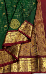 BOTTLE GREEN/MAROON COLOUR COMBITION PURE KANCHI SILK SAREE