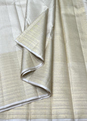 HALF WHITE  WITH ZARI  KANCHI SILK SAREE