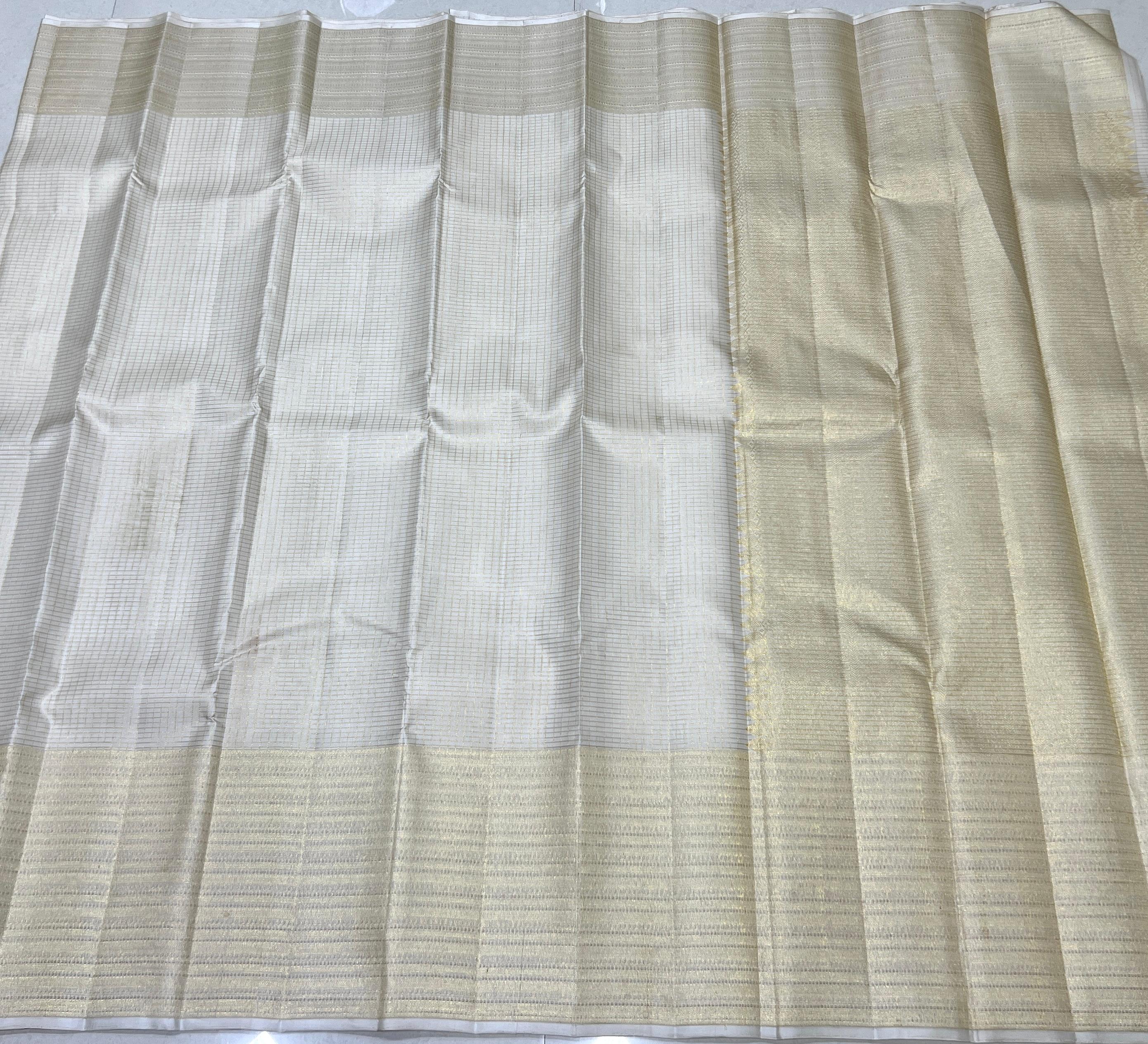 HALF WHITE  WITH ZARI  KANCHI SILK SAREE