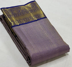 LILAC /ROYAL BLUE COLOUR COMBITION PURE KANCHI SILK SAREE