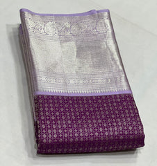 LAVENDER/ PURPLE COLOUR COMBITION PURE KANCHI SILK SAREE