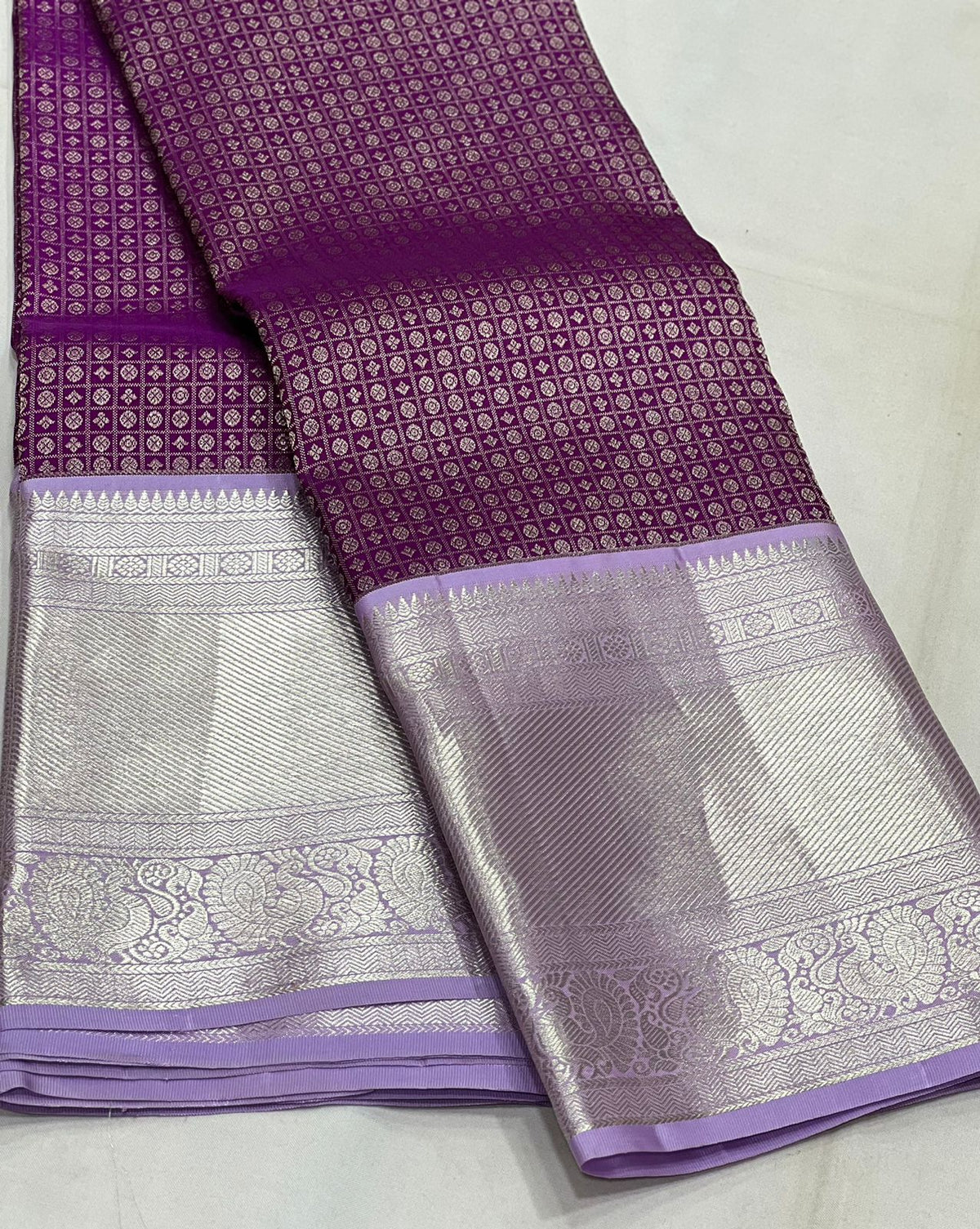 LAVENDER/ PURPLE COLOUR COMBITION PURE KANCHI SILK SAREE