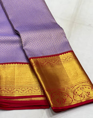 LAVENDER/ MAROON COLOUR COMBITION PURE KANCHI SILK SAREE