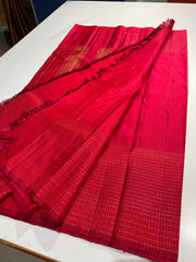 MAGENTA RED  COLOUR COMBITION PURE KANCHI SILK SAREE