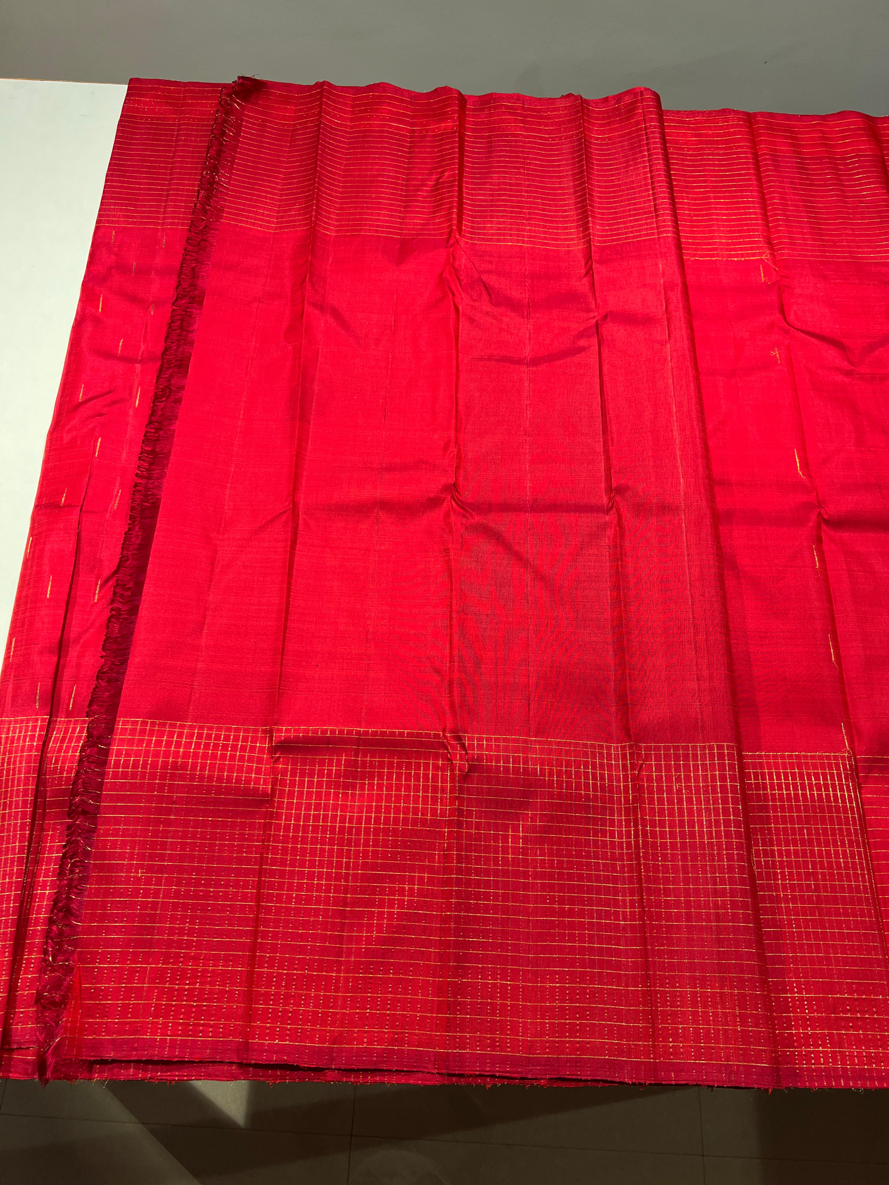 MAGENTA RED  COLOUR COMBITION PURE KANCHI SILK SAREE