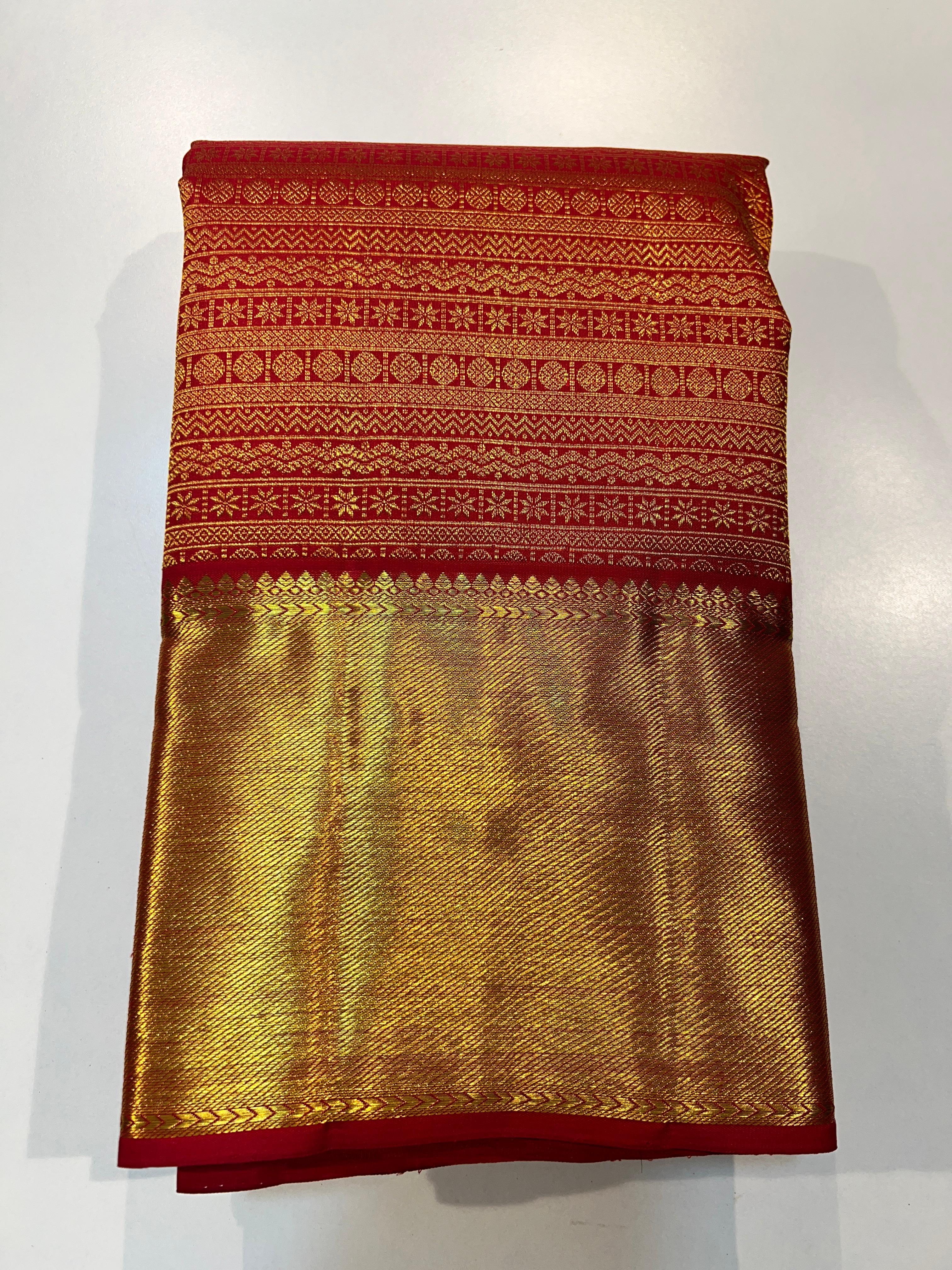 MAROON  COLOUR COMBITION PURE KANCHI SILK SAREE