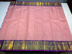 BABY PINK/PURPLE  COLOUR COMBITION PURE KANCHI SILK SAREE