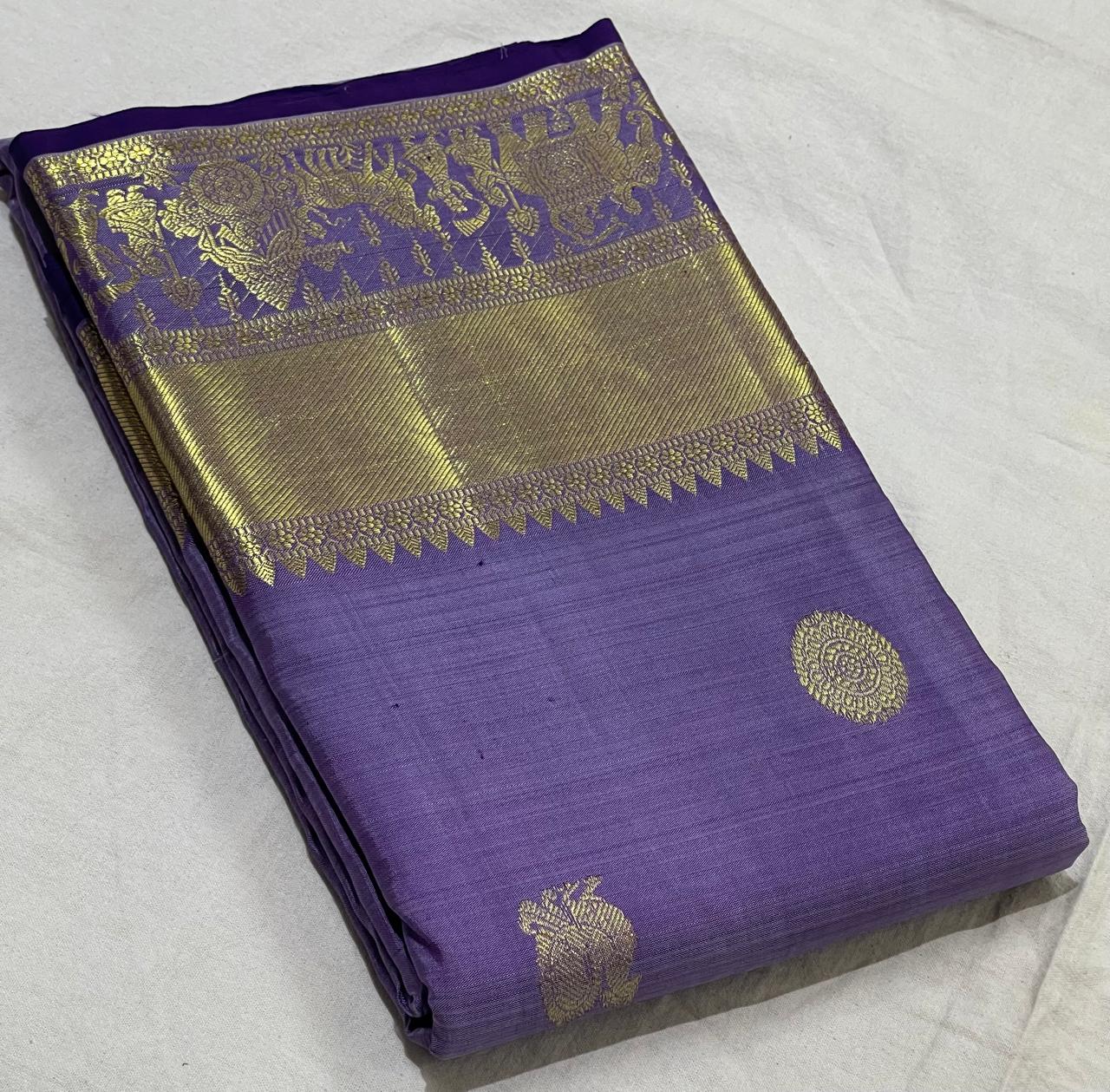 VOILET/LITE VOILET  COLOUR COMBITION PURE KANCHI SILK SAREE