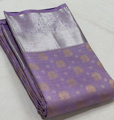 LILAC/NAVY BLUE   COLOUR COMBITION PURE KANCHI SILK SAREE