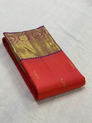 ORANGE/PURPLE   COLOUR COMBITION PURE KANCHI SILK SAREE