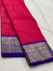 RANI PINK /ROYAL BLUE  COLOUR COMBITION PURE KANCHI SILK SAREE