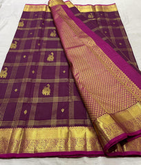 MAGENTA PINK/PINK COMBITION PURE KANCHI SILK SAREE