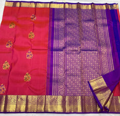 PINK/VOILET COMBITION PURE KANCHI SILK SAREE