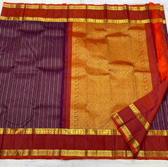 MAGENTA PINK/ORANGE COMBITION PURE KANCHI SILK SAREE