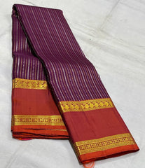 MAGENTA PINK/ORANGE COMBITION PURE KANCHI SILK SAREE