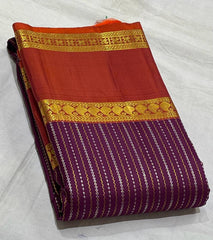 MAGENTA PINK/ORANGE COMBITION PURE KANCHI SILK SAREE