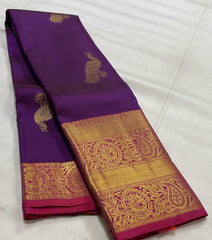 PURPLE/PINK COMBITION PURE KANCHI SILK SAREE