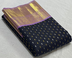 BLACK/LILAC COMBITION PURE KANCHI SILK SAREE