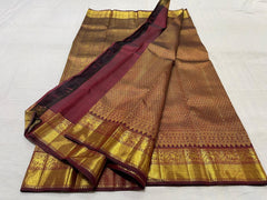 MAROON COMBITION PURE KANCHI SILK SAREE