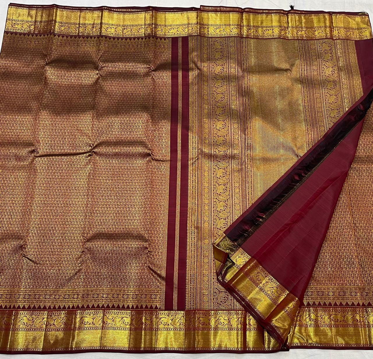 MAROON COMBITION PURE KANCHI SILK SAREE