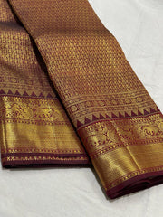 MAROON COMBITION PURE KANCHI SILK SAREE