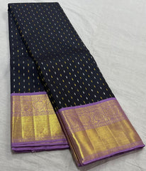 BLACK/LILAC COMBITION PURE KANCHI SILK SAREE