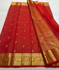 CHILLI RED COMBITION PURE KANCHI SILK SAREE