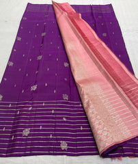 PURPLE/PEACH COMBITION PURE KANCHI SILK SAREE