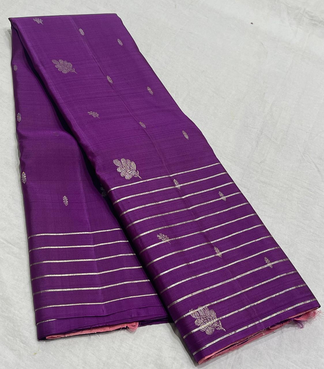 PURPLE/PEACH COMBITION PURE KANCHI SILK SAREE