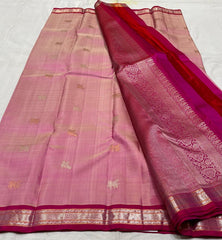 PEACH/MAGENTA PINK  COMBITION PURE KANCHI SILK SAREE