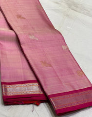 PEACH/MAGENTA PINK  COMBITION PURE KANCHI SILK SAREE