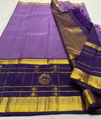 LAVENDER/VOILET  COMBITION PURE KANCHI SILK SAREE