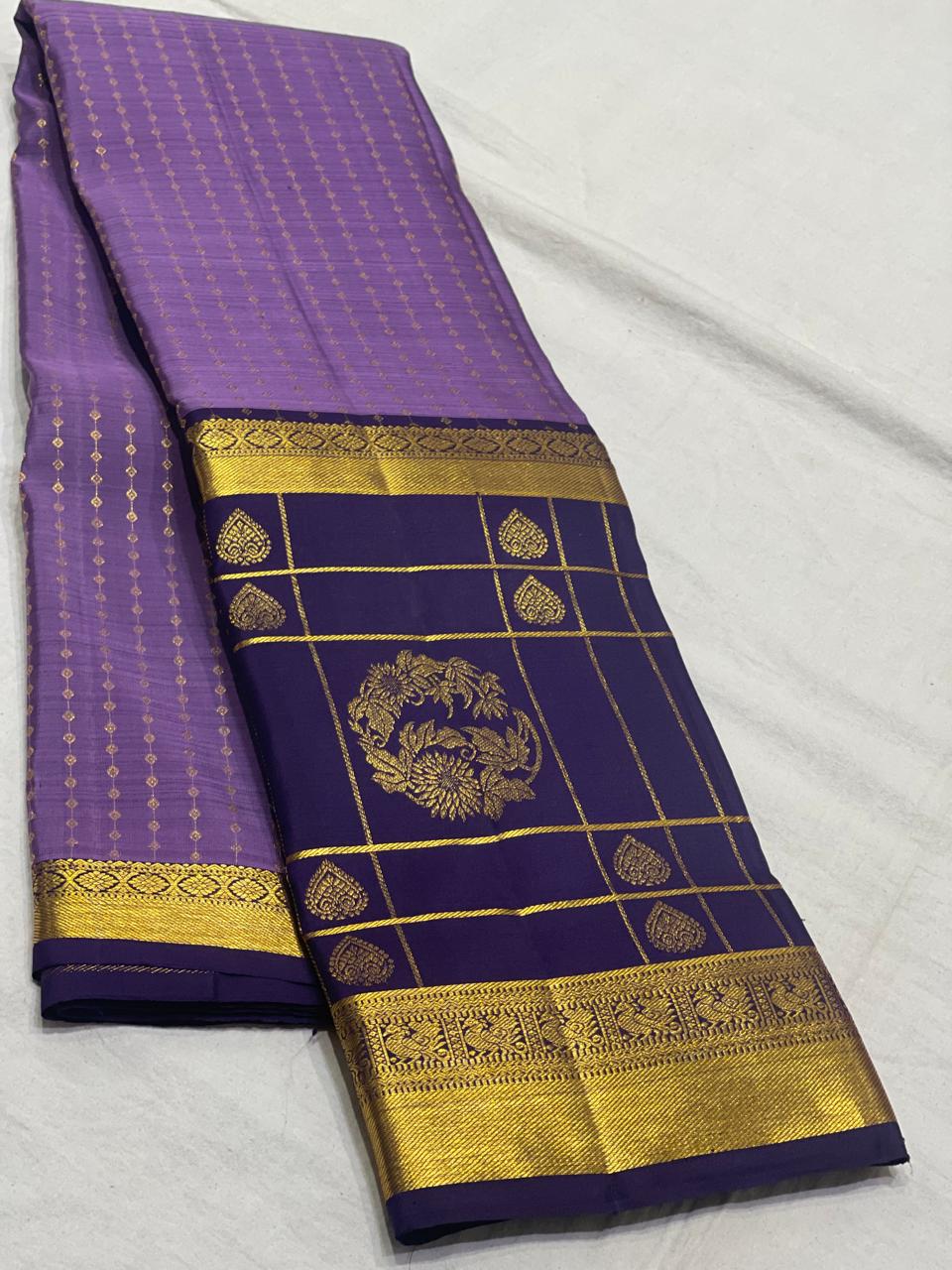 LAVENDER/VOILET  COMBITION PURE KANCHI SILK SAREE